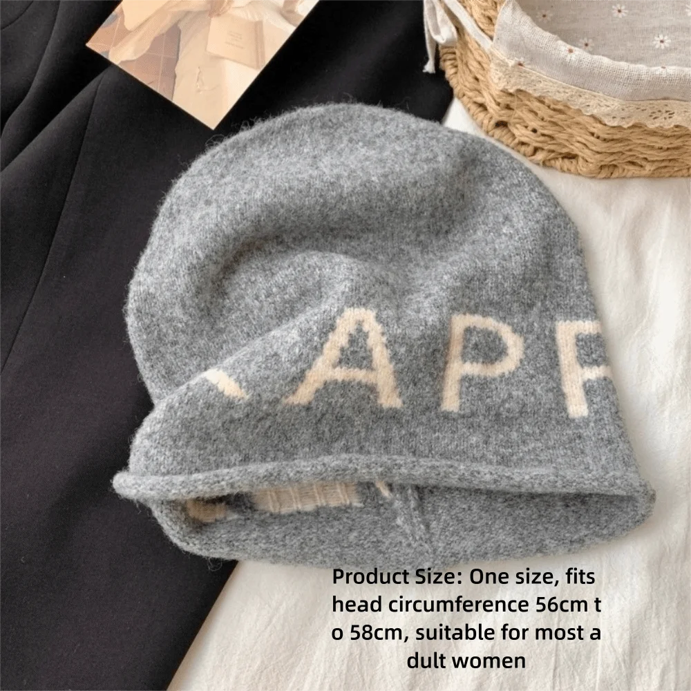 Polyester Slouchy Beanie Hat Ear Cover Design Earflap Knitted Beanie Hat 56cm To 58cm Stretch Windproof Skull Cap Cold Weather 6