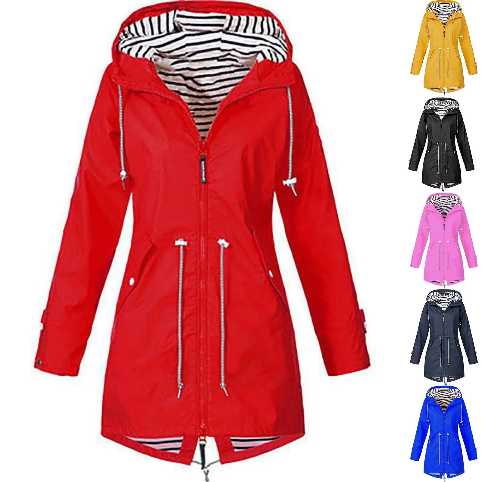 2025 New Long-sleeved Raincoat Zipper Women's Jacket Outdoor Hooded Mountaineering Jacket Waterproof and Windproof Coats view 5