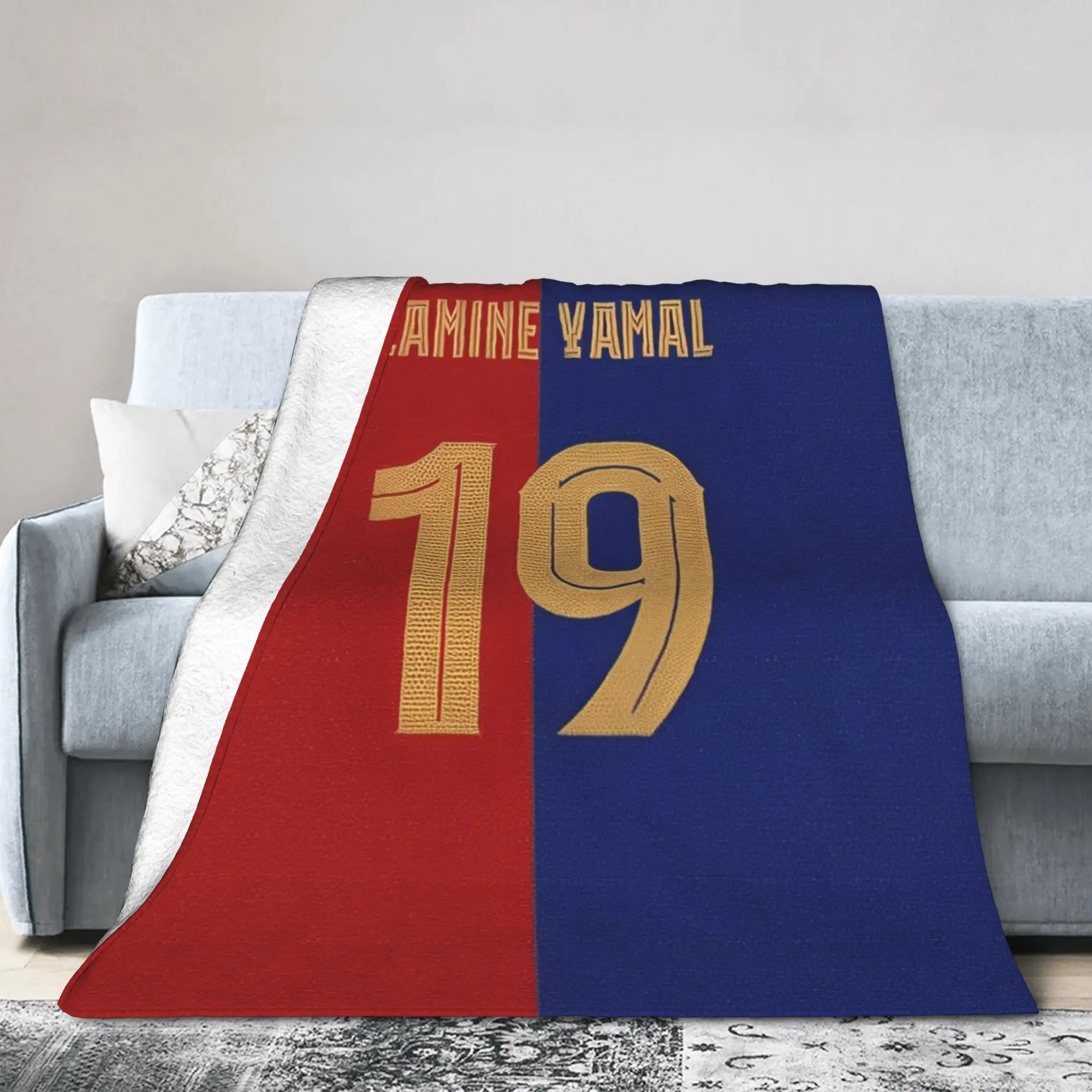 Number 19 Football Lamine Y-Yamal Blanket Cover Velvet  Super Warm Throw Blanket for Bedroom Sofa Bedspread