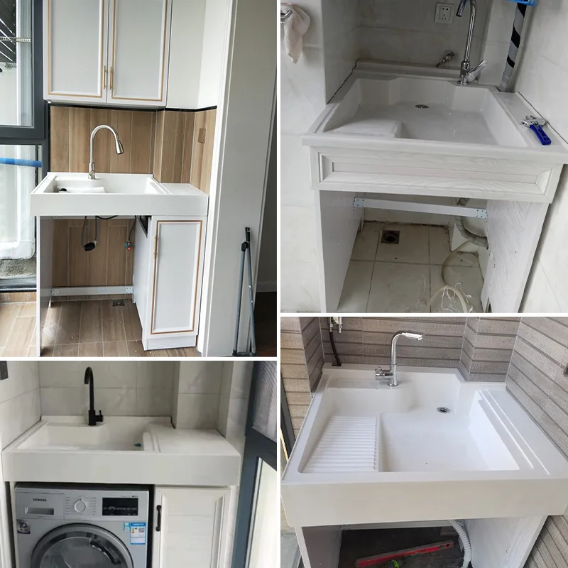 Small apartment space aluminum laundry cabinet balcony integral washing machine significant other combination integrated basin