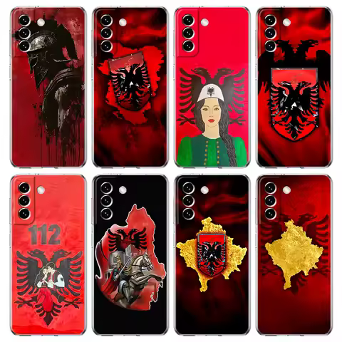 Phone Case For Samsung Galaxy S25 S24 S23 FE S22 Ultra S20 S21 5G S10 S9 Plus S10E S8 Soft Clear Cover Albania Albanians Flag