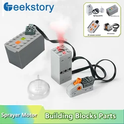 Electric Sprayer Exhaust Building Blocks Motor Modified Remote Control Battery Box DIY High-Tech Bricks For Car Train Toys Parts
