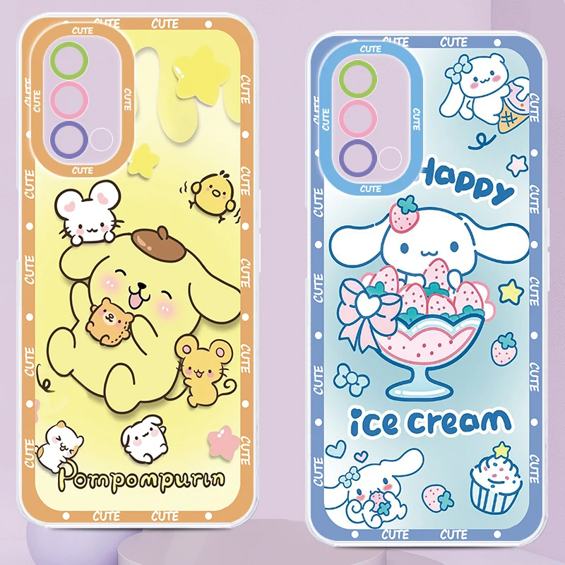 

Cartoon Dog Pompompurin Transparent Phone Case For Oppo A98 A78 A94 A76 A74 A73 A54 A53 2020 Reno 8 7 6 5 5G Angel Eyes