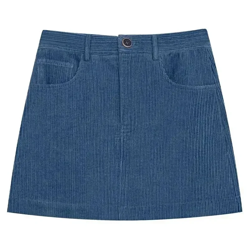 Elegant Korean Style Corduroy Skirts Sweet Retro Casual Mini Skirt High Waist Autumn Winter Short Skirts Streetwear