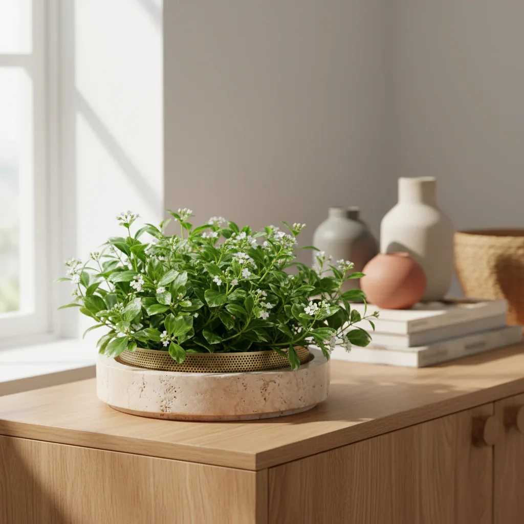 Natural Marble Succulent Pot for Home Garden Office Table Decoration Circular Decorative Planter for Flowers Cactus Mosses