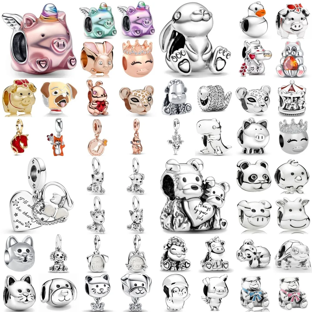 Hot Selling 925 Silver, Dog,Cat,Rabbit,Panda,Sheep Bead Pendant Fit Original Bracelet DIY Accessories Exquisite Jewelry ﻿