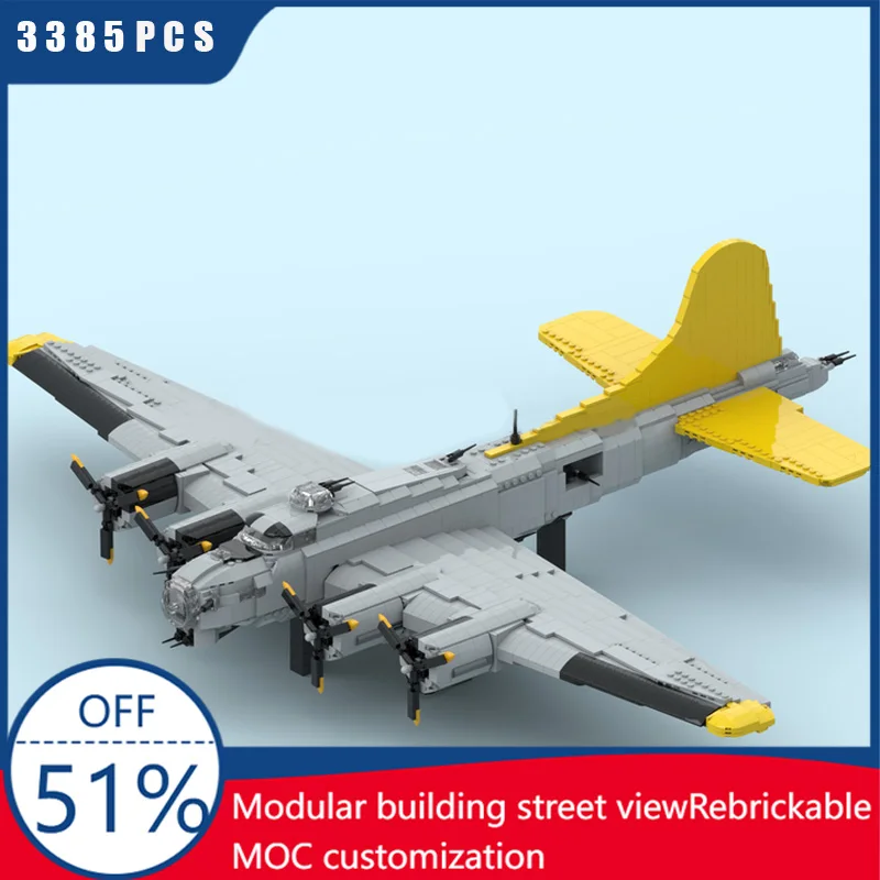 

3385 PCS MOC Warfare Series Boeing B17 Flying Fortress Fighter Plane Model DIY Assembled Aircraft Educational Children Toys Xmas