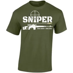 Unique Design Sniper One Shot One Kill T-Shirt. Summer Cotton Short Sleeve O-Neck Mens T Shirt New S-3XL