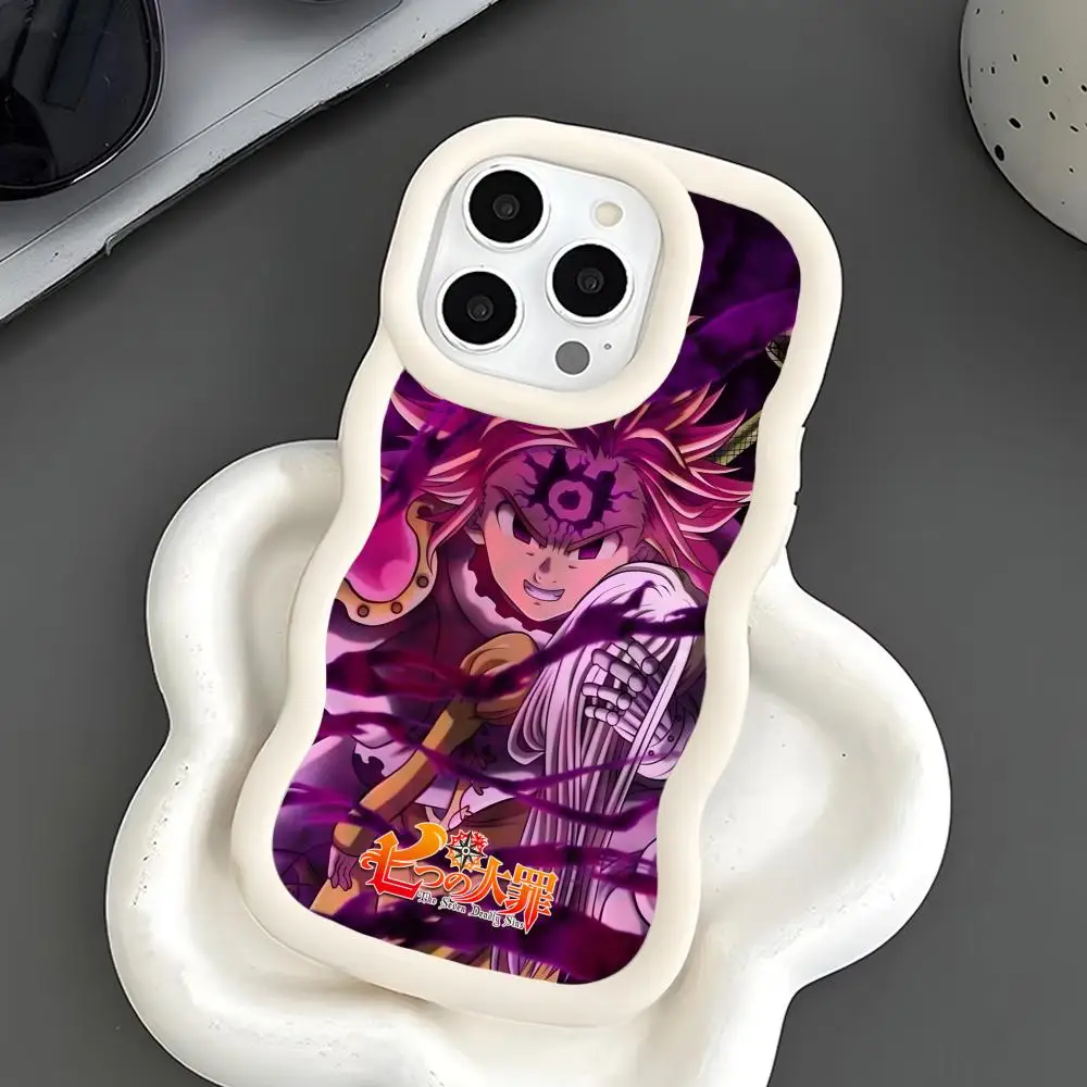

Seven Deadly Sins Meliodas Phone Case for iPhone 17 16 15 14 13 12 11 Air Pro Max Plus White Soft TPU Wavy Edge Cover