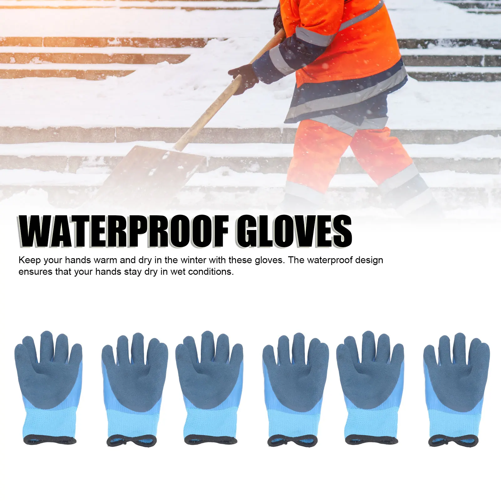 

ZK30 3 Pairs Winter Work Gloves Waterproof Oil Resistant Anti Slip Thickened Warm Gloves for Construction Agriculture