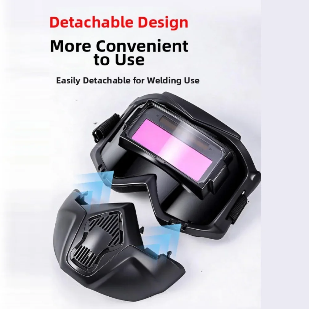 Auto Darkening Welding Helmet For Professional TIG MIG-ARC Grinding Polishing Sandblasting Comfort Fit Detachable-Goggles