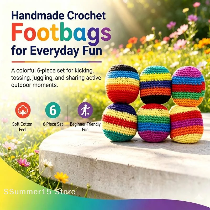 Enjoy Active Play with Knitted Footbag Sacks Set 1/6/12/ PCS Handmade for All Ages