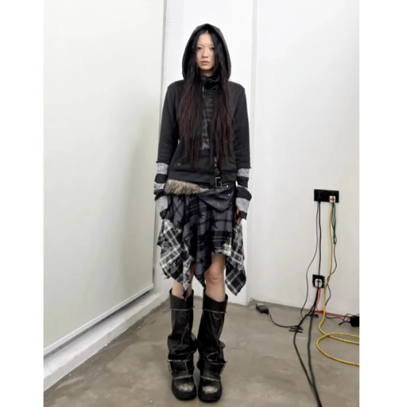 تنورة هاراجوكو غير منتظمة منقوشة بطباعة نجوم للسيدات 2025 تنانير صغيرة جديدة عالية الخصر متعددة الاستخدامات على شكل حرف a Y2k أنيقة على الطراز القوطي Faldas #1