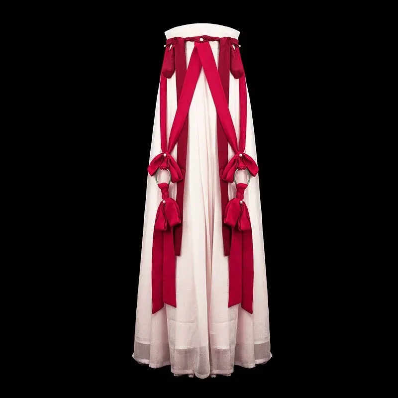 Handmade Red Ribbon Women Chinese Vintage Waist accessories Red Hanfu Tassel Palace Lolita Waist Chain Hanfu Accessories