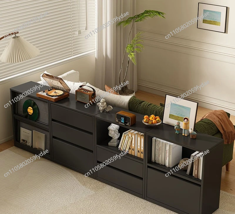 Premium black module combination  Living room sofa side  Partition storage  Storage low cabinet Bookshelf