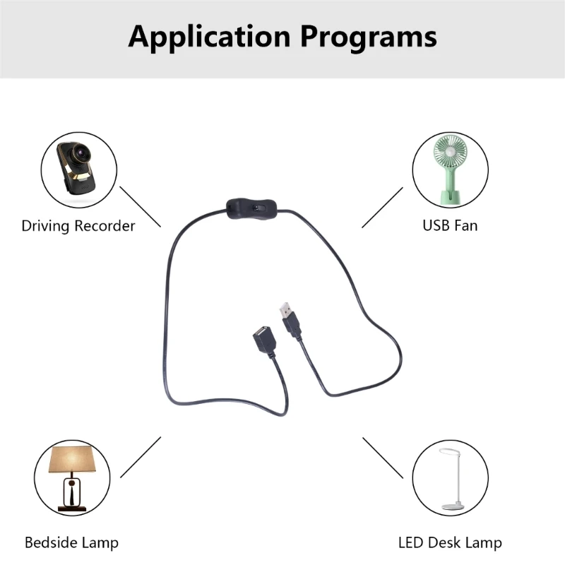 운전용 온오프 전원 스위치가 있는 USB 연장 코드, LED 책상 램프 코드