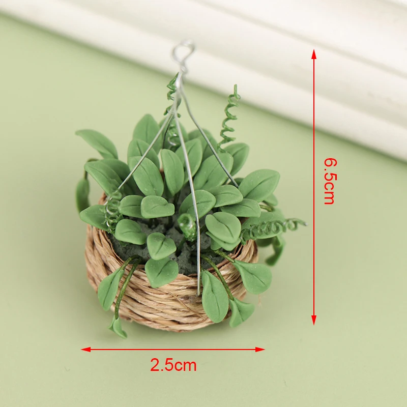 Dollhouse Miniature Hanging basket Mini Potted Plant Flowers Pot DollHouse Decor