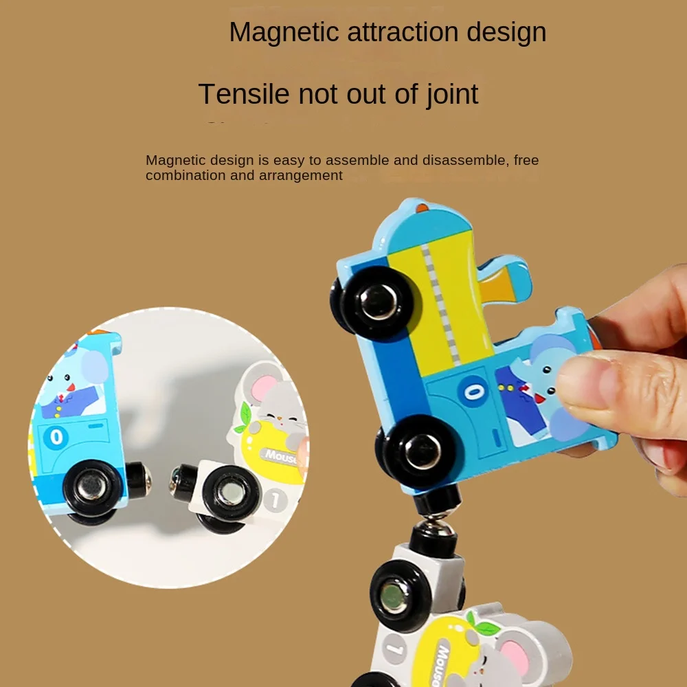 Number /Animal/Fruits/Dinosaur Magnetic Wooden Train Toys Educational Hand-eye Coordination Magnetic Digital Train