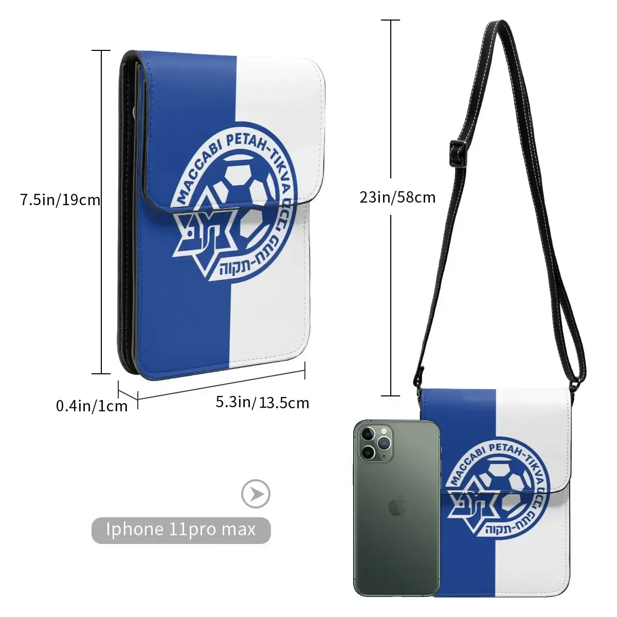 Maccabi Petah Tikva Crossbody Wallet حقيبة الهاتف الخليوي حقيبة الكتف محفظة الهاتف الخليوي حزام قابل للتعديل #3