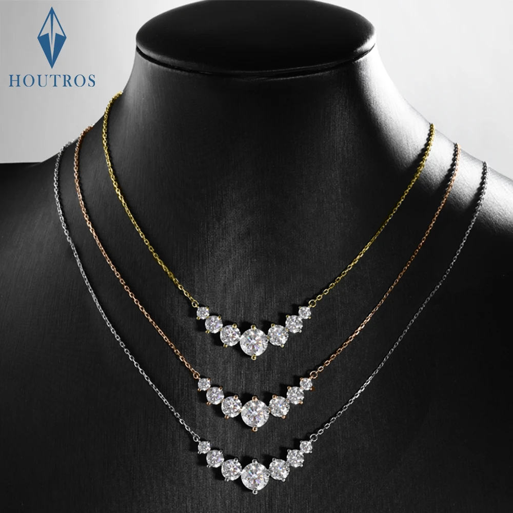 

1.7/2.8CT Moissanite Pendant Necklace for Women 925 Sterling Silver Smile Necklace Wedding Anniversary Jewelry with Certificates