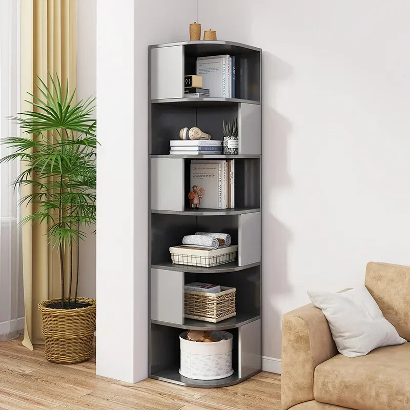 Wood Corner Bookshelf Floor Magazine Shelf Corner Locker Office Student Household Bookcase Storage Scaffale Nordic Furniture