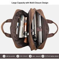 High Quality Genuine Leather Men Briefcase Business Bag Crazy Horse Leather Large 17'inch Laptop Bag Male Portfolio Office Case 6