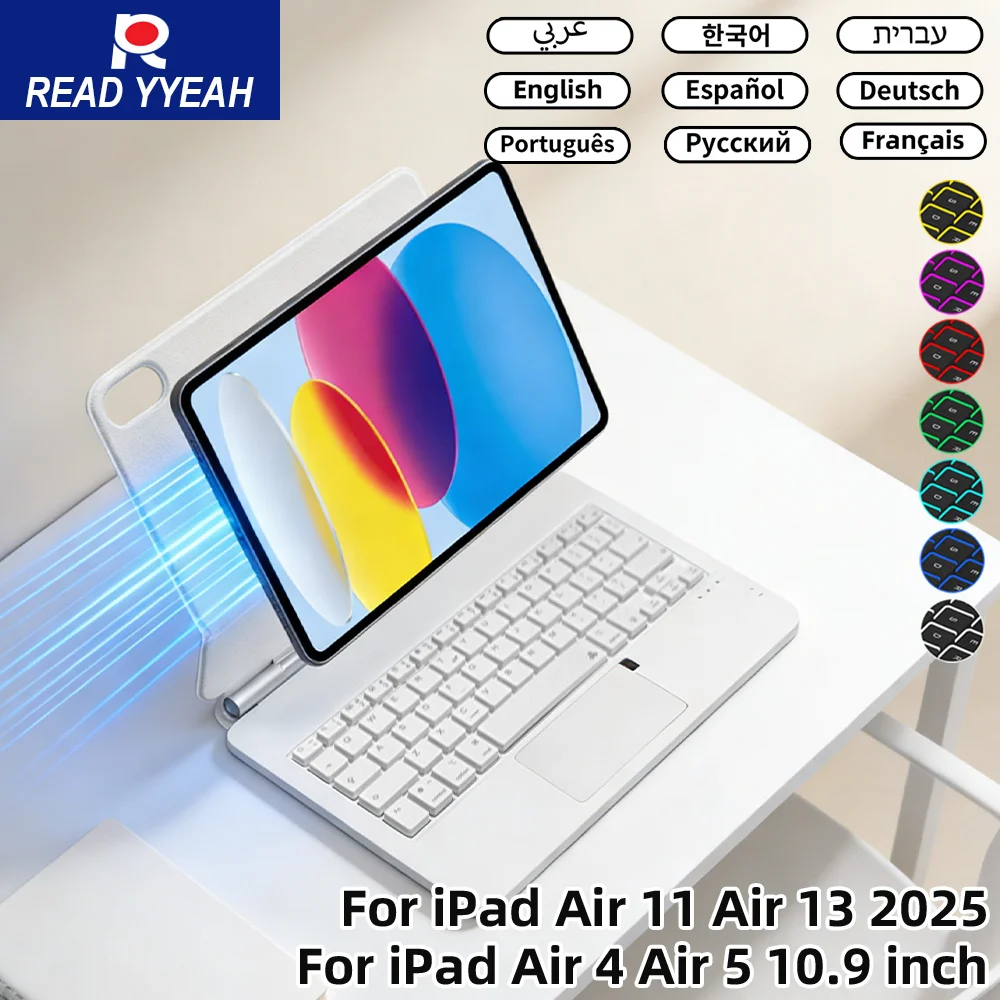 

Magic Wireless Keyboard for iPad 10th 11th Case for iPad a16 A3354 A3355 A3356 A2696 Smart Magnetic Book Cover Spanish Korean