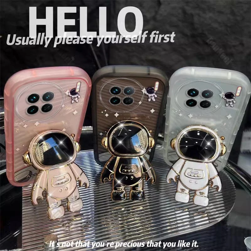 Shiny Astronaut Bracelet Silicone Holder Phone Case For VIVO X90 X90Pro X70 X70Pro X80Pro X80 X50 X30 X27 S15E S10 S15 S12 Cover