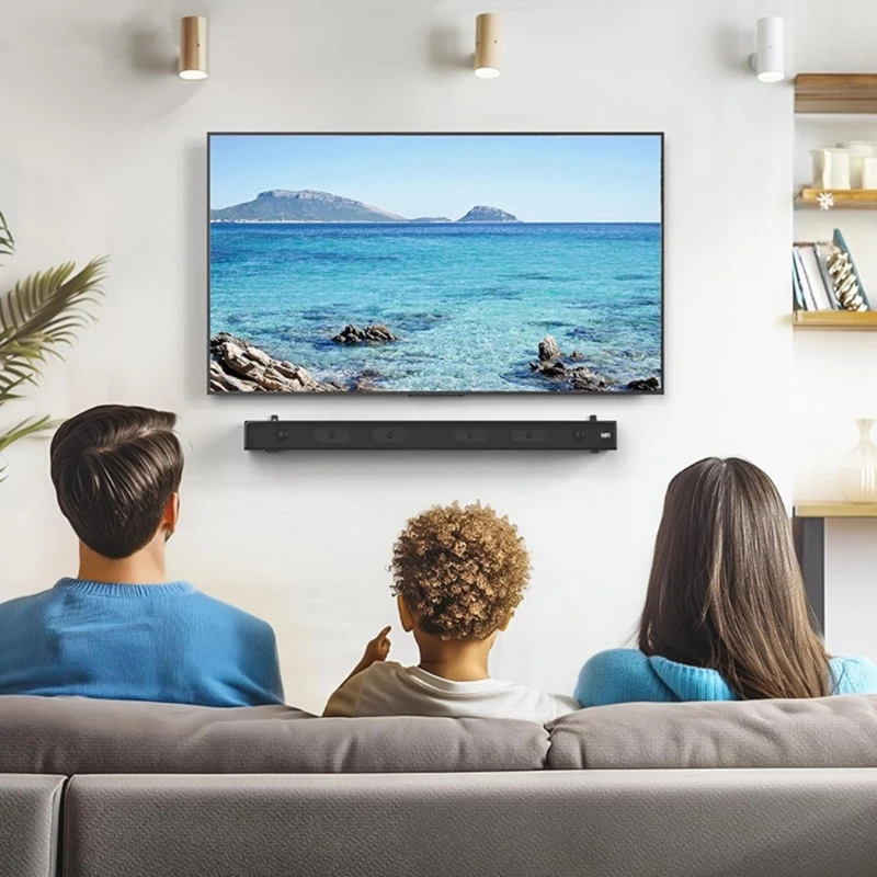 R91A Black Metal Soundbar Wall Mount with Adjustable Depth for Modern Living Room