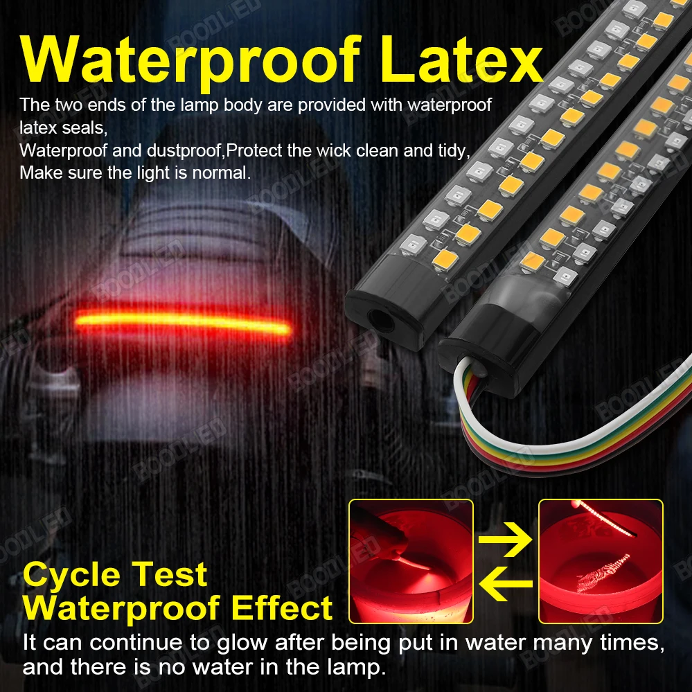 Uniwersalne światło hamowania do motocykli ATV, listwa tylnego światła, żółte światło hamowania, czerwone światło hamowania, światło tablicy rejestracyjnej motocykla 30CM