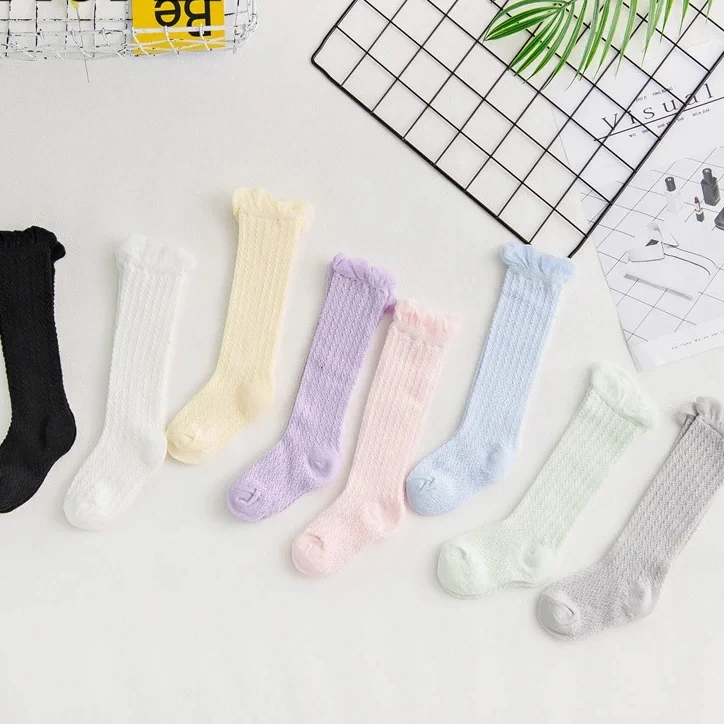 

Socks Bow Summer Spring Mesh Newborn Baby Girls Kids for Christmas Winter Non-slip Terry Cotton Sokken Princess Knee High Long