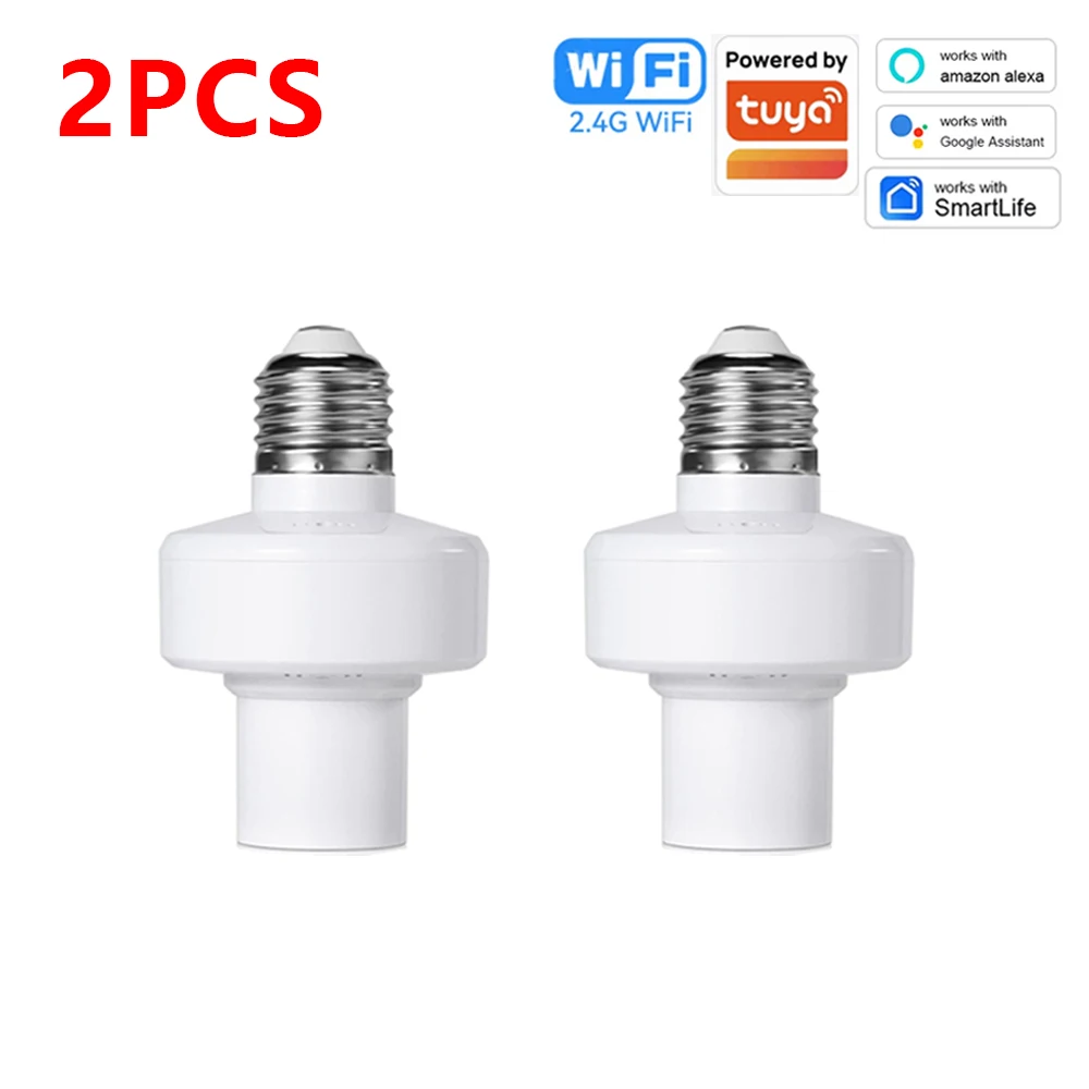 LoraTap Wifi-lamphouder Set Van 2 – E27, Compatibel Met Alexa En Smart Life App, Voor Plafondlampen, Kasten En Trekschakelaars, Max 60W