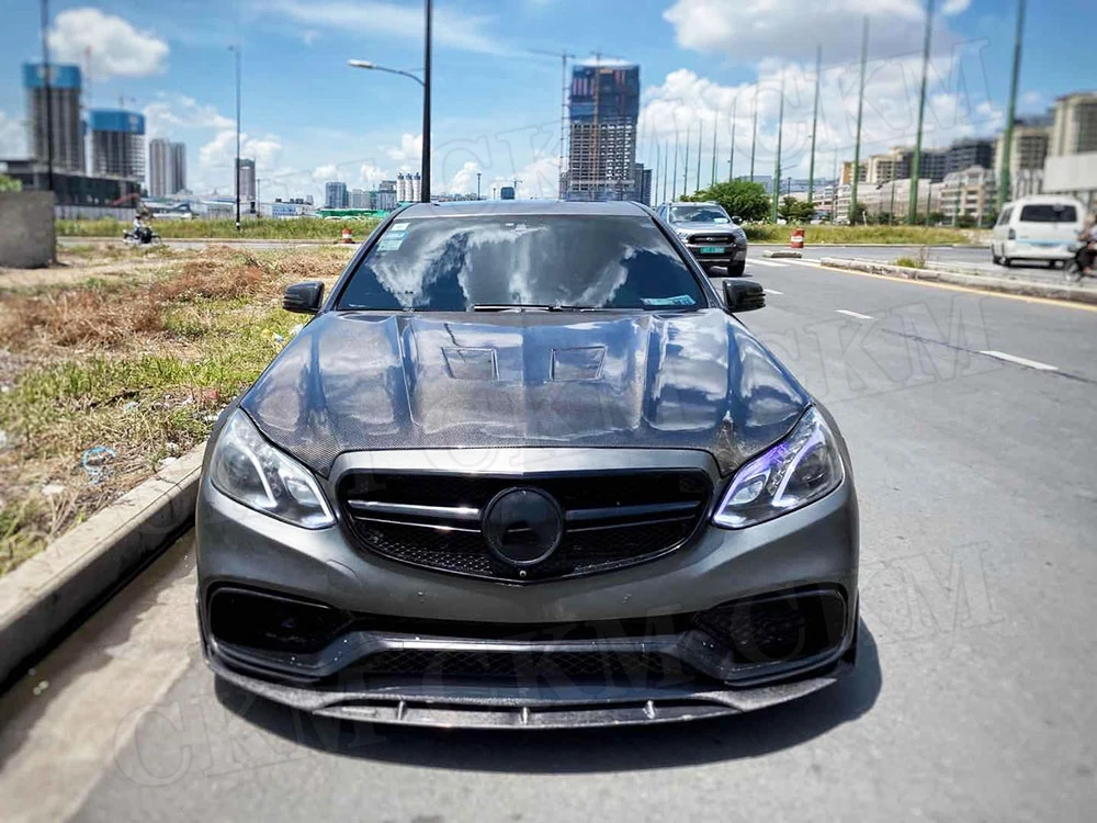 

Материал из углеродного волокна для Benz W212 E Class E200 E220 E250 E300 E350 E63 AMG 2014-2016, передний бампер, капот двигателя