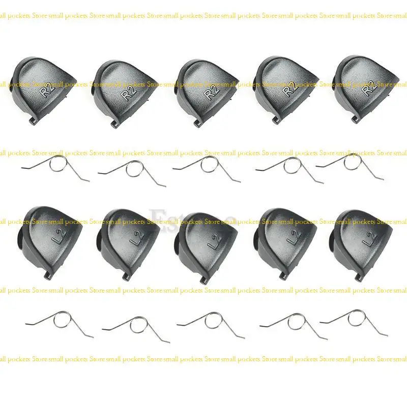 R1WD 10 Pieces L2 Replacement Trigger Buttons + Springs for Controller Black