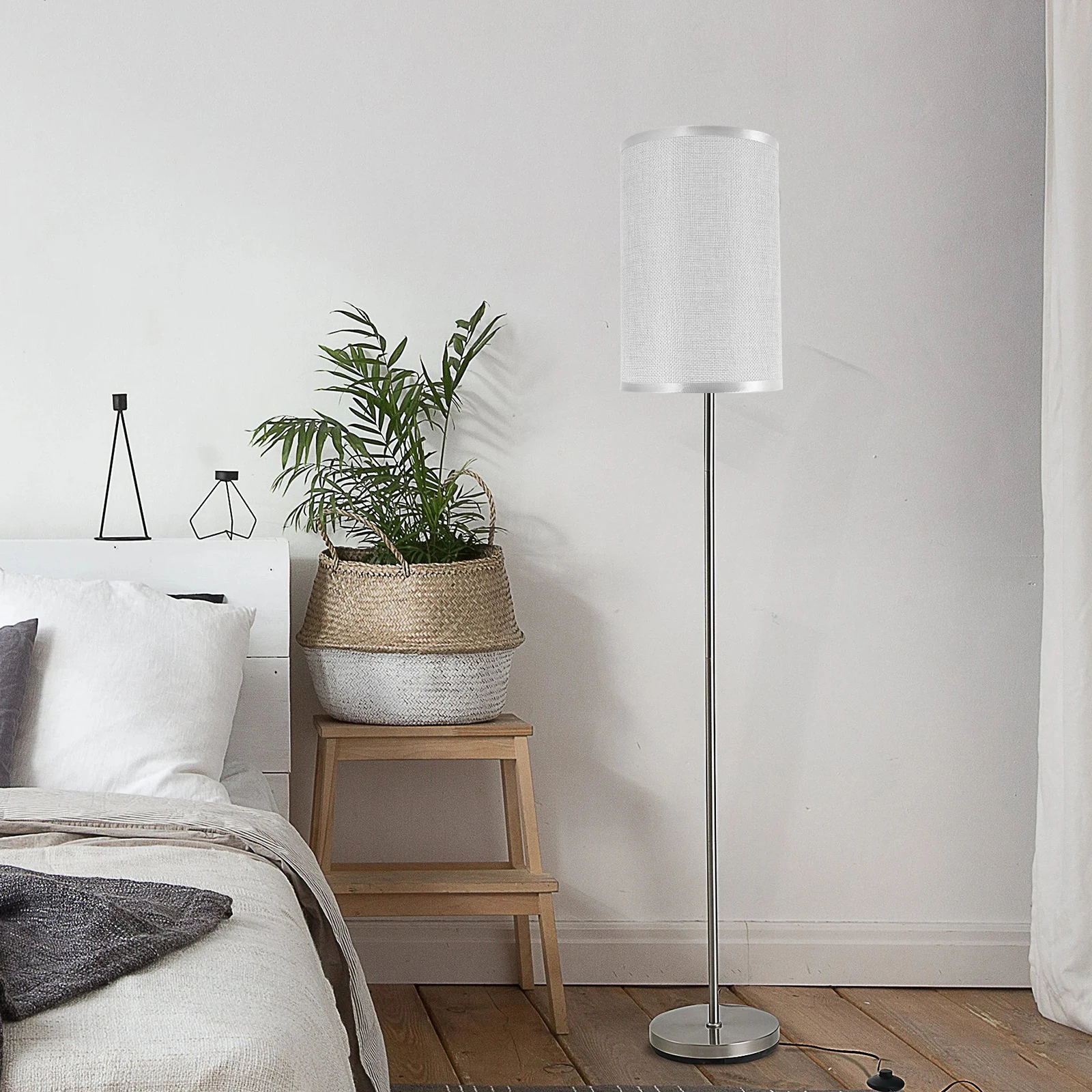 

Современный круглый тканевый абажур для цоколя E27, легко заменить, мягкая подсветка для спальни, кабинета, гостиной, абажур