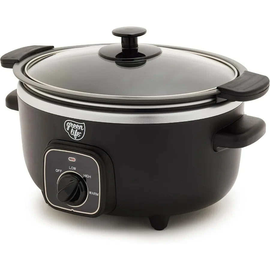 

3.5QT Programmable Slow Cooker with PFAS-Free Non-Toxic Ceramic Nonstick Removable Interior Bowl for Healthy Cooking Keep Warm