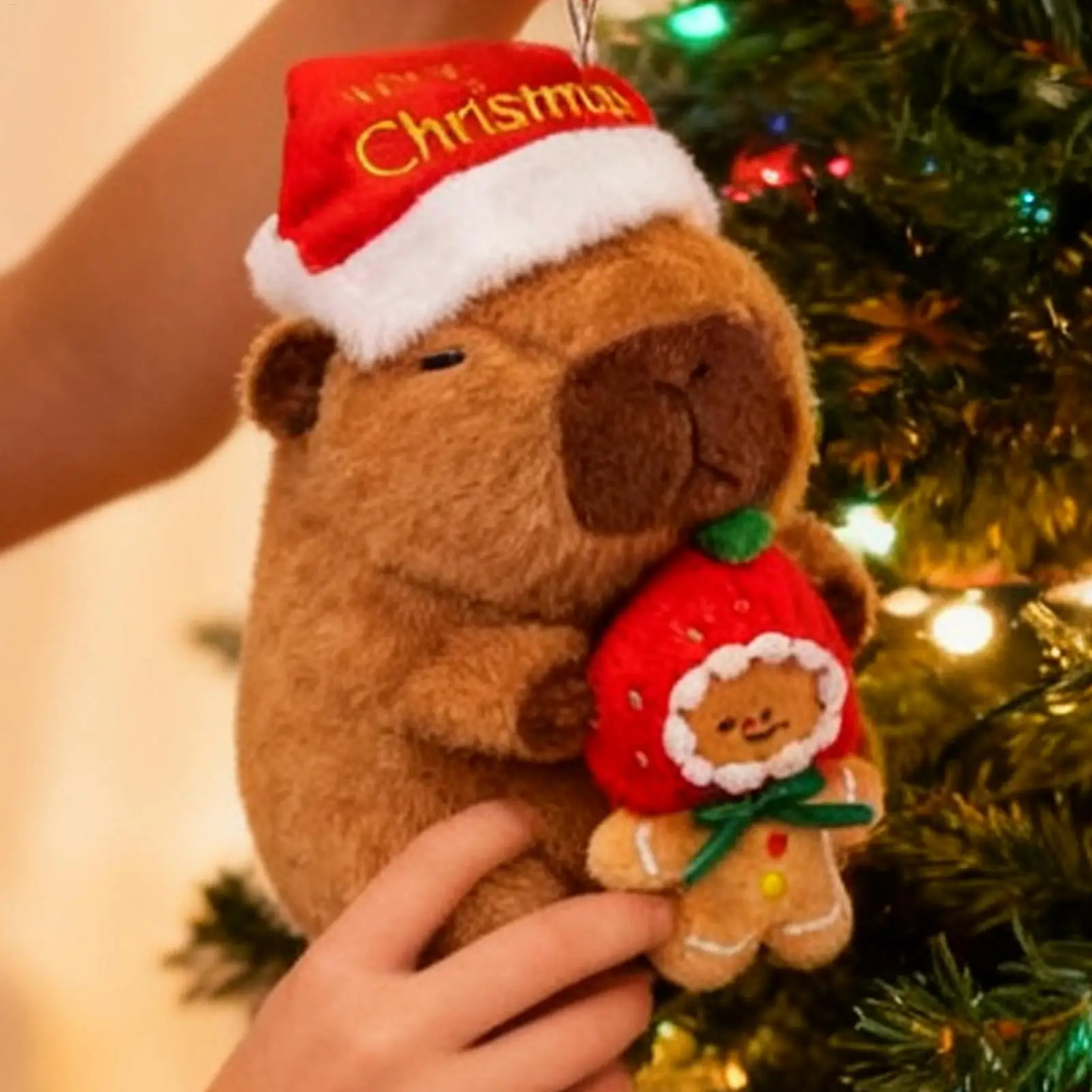 

Капибара плюшевая рождественская кукла декоративная подушка очаровательная плюшевая игрушка куклы украшения для малышей праздничный автомобиль спальня диван гостиная