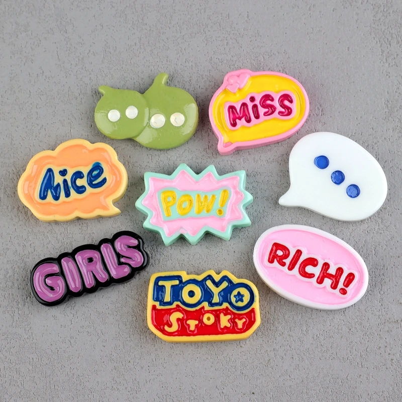 20pcs Kawaii Resin Words Tag Miniature Flatback Cabochon Art DIY Craft Decoration Lucky Wish Word Rich Miss Nice Girls Ornaments