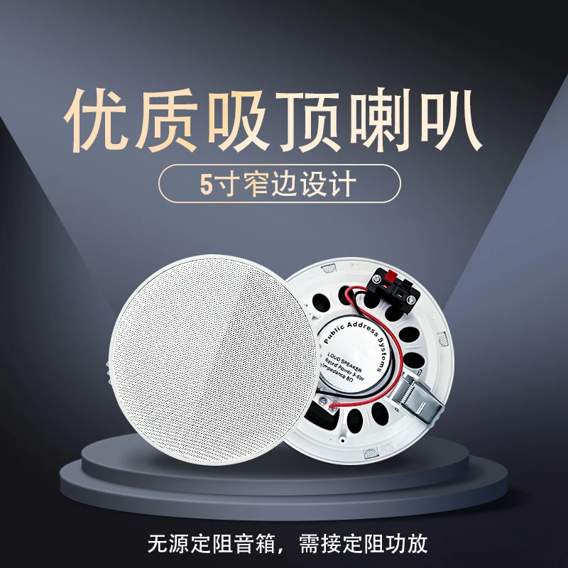 5 inch Passive Ceiling Speaker  Roof Speaker Stereo Sound Frameless Narrow Edge Shell Woofer Speaker