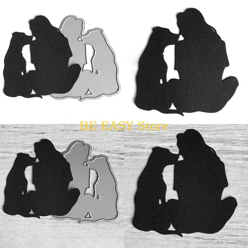 E28F Woman Dog Cutting Dies DIY Craft Dies Handmade Ability Developing Template for School Classroom Teacher Students Supply