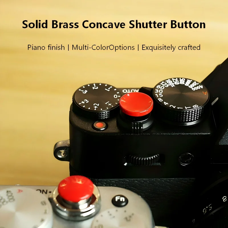 Glossy Brass Concave Shutter Button Piano Paint Soft Press Universal for sony Canon Fujifilm Mirrorless Camera Upgrade Accessory