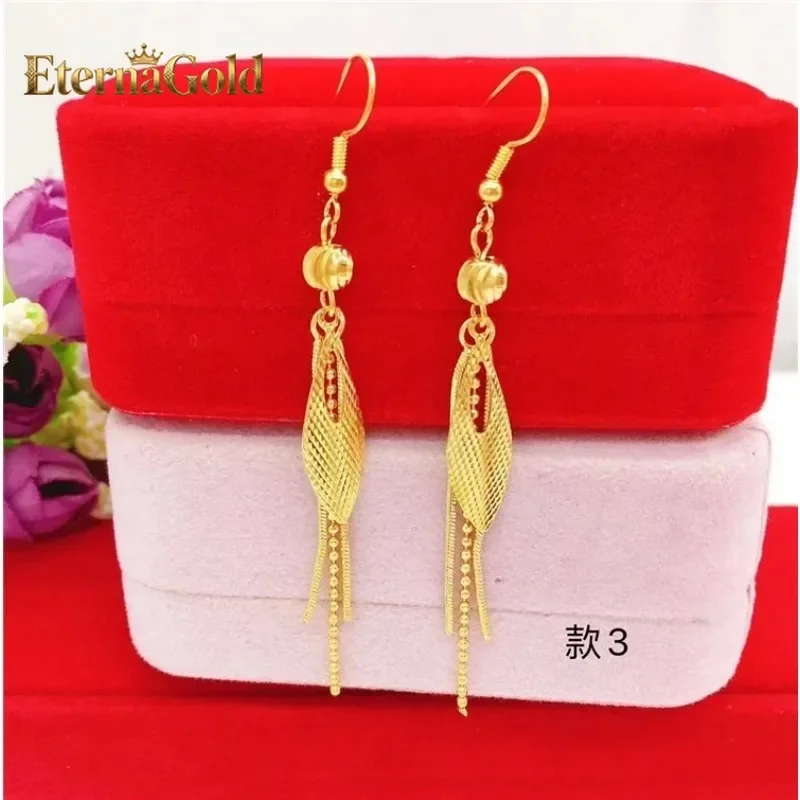 

EternaGold 24K real gold summer tassel earrings for women's fashion 9999 real gold earrings flower gold jewelry accessories