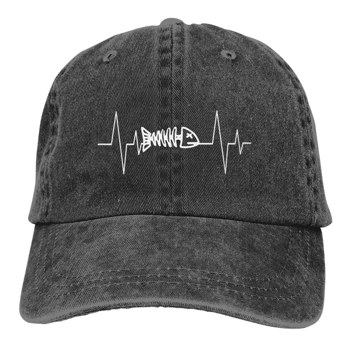 Fishing Hook Heartbeat Baseball Cap Fishing Lover Vintage Baseball Hats Men Outdoor Adjustable Dad Hats Cap