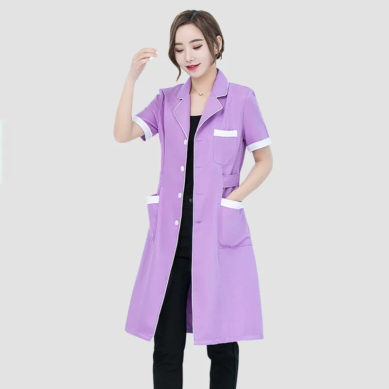 Roupa de trabalho do salão de beleza manga comprida Spa Scrubs Uniformes, roupa de trabalho tatuador, casaco de laboratório roxo, alta qualidade, novo verão