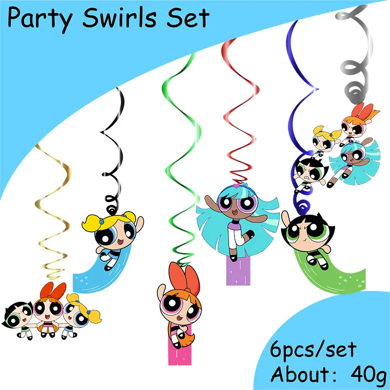 The Powerpuff Girls Cartoon Birthday Party banner Decorations Powerpuff  Blossom Theme Baby Shower Kids Birthday Party Supplies