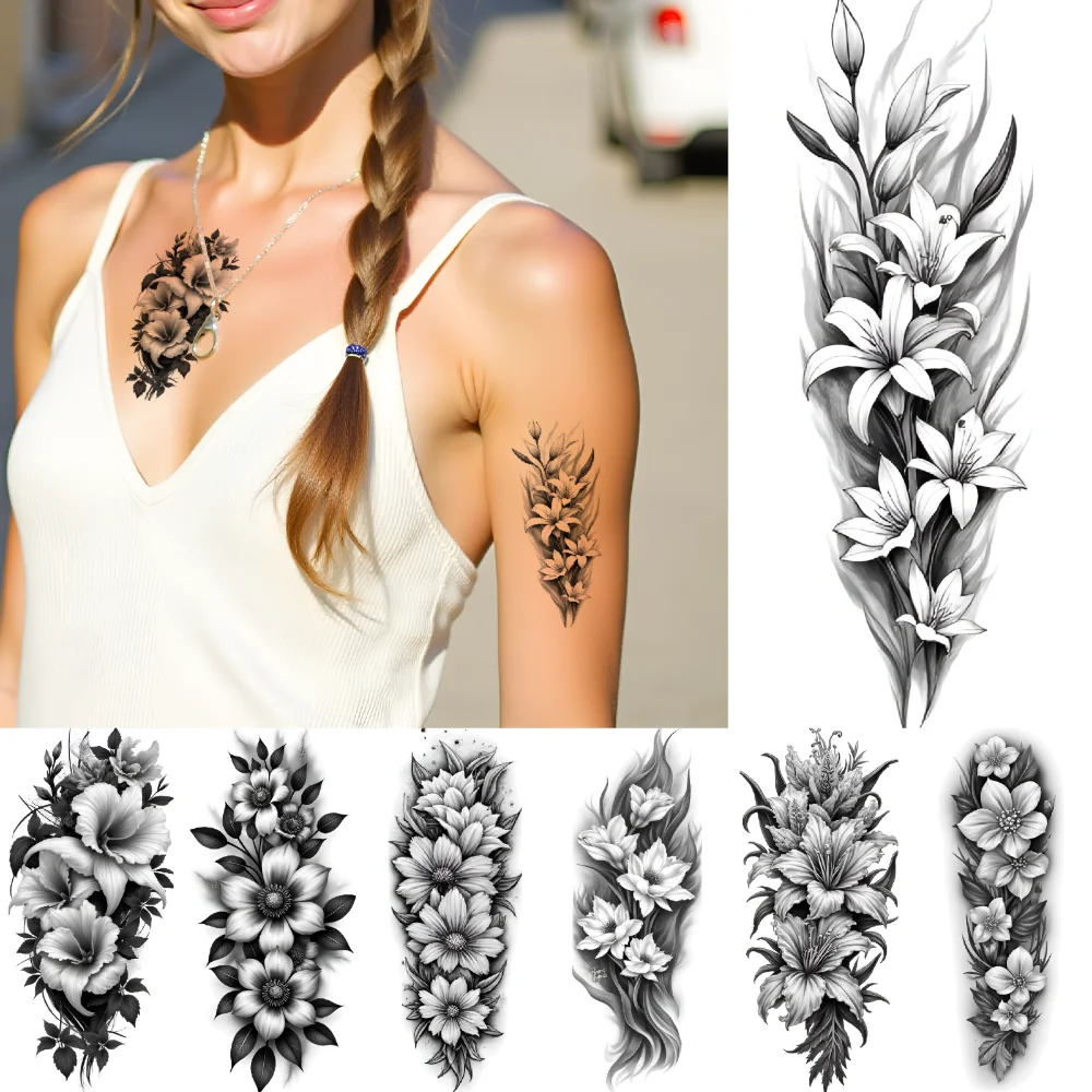 

12pcs Temporary Tattoo Realistic Temporary Tattoos Blossoms Nature Tattoo Art For Adult Arms Thighs