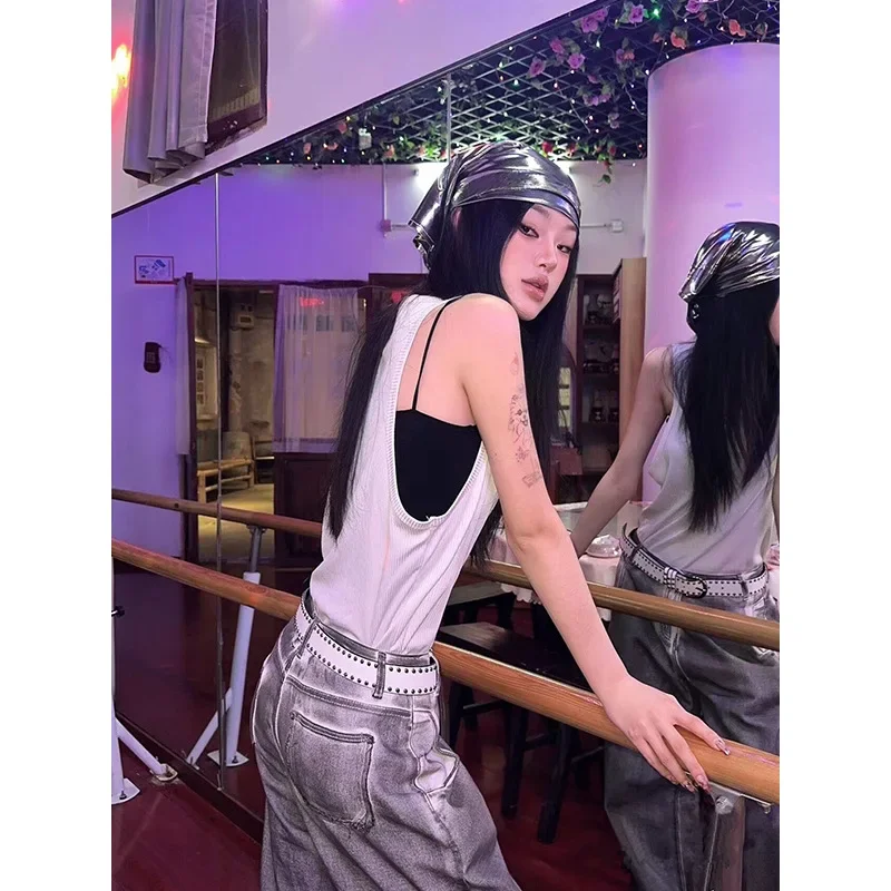 Silver Retro Y2K Bandana Scarf - Hip-Hop Wrap Top, Versatile Unisex Headwear for Women & Men