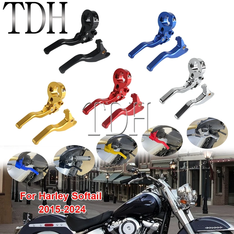 Motorcycle 3-Finger Shorty Brake Lever Easy Pull Clutch Levers Controls For Harley Softail Street Bob FXBB FXBBS FXSB FXBR FXBRS