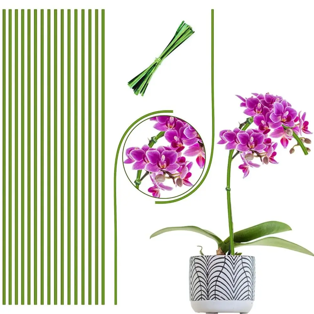 20 Stück Pflanzenstäbe mit einem Stiel, Topfpflanzen, Blumen, für drinnen und draußen, Pflanzenstützpfähle, Garten, biegsame Pflanzenpfähle