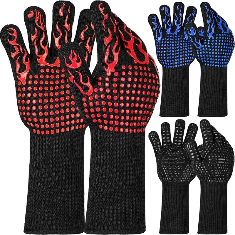 

One Piece BBQ Gloves High Temperature Resistance Oven Mitts 500 800 Degrees Fireproof Barbecue Heat Insulation Microwave Gloves